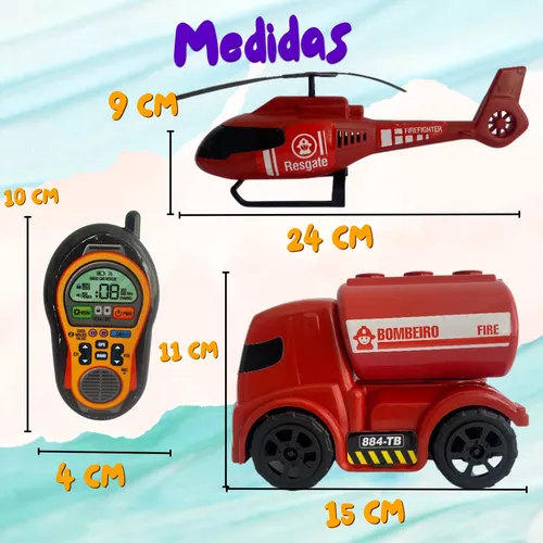 Kit 3 Carrinho Bombeiro Helicóptero Motinha Brinquedo Menino Criança  Infantil Presente Barato