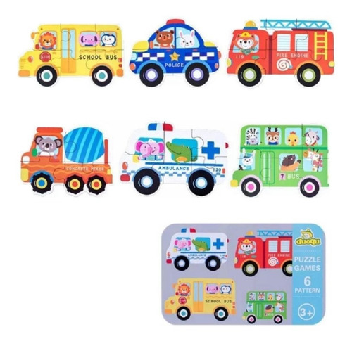 Puzzles Rompecabezas De Autitos Juego Didáctico De Madera