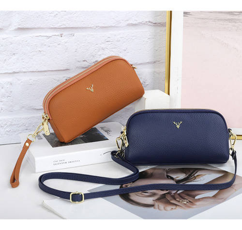 Bolso De Hombro Diagonal De Cuero Genuino Para Mujer