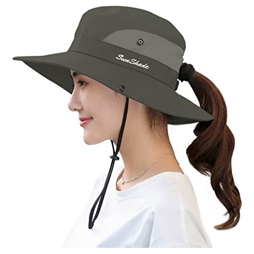 Sombrero De Cola De Caballo Ala Ancha Plegable Para Mujer