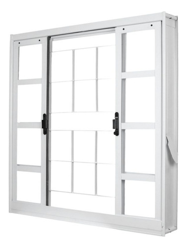 Janela De Aço De Correr 100x100cm 4 Folhas Com Grade Minas
