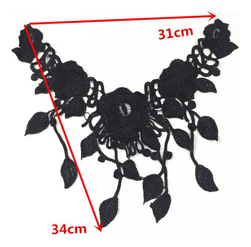 L 3 Piezas Apliques Encaje Cuello Escote Ajuste Para Mujeres