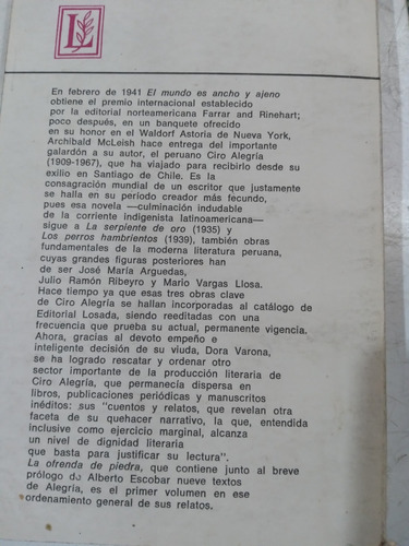La Ofrenda De Piedra: Ciro Alegría (Usado)