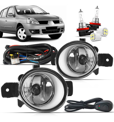 Kit Farol De Milha Clio 03 04 05 06 2007 2008 2009 2010 2011