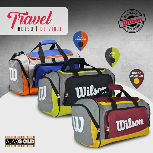 Imagen 7 de 10 de Bolso Deportivo Wilson Viaje Urbano Gym Bolsillo Mediano