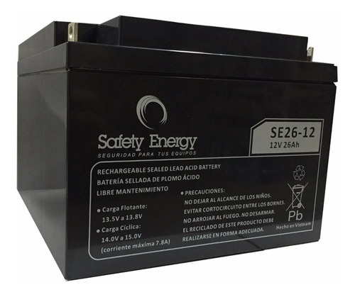 Bateria De Gel 12v 26a, Safety Energy, Plomo, Recargable