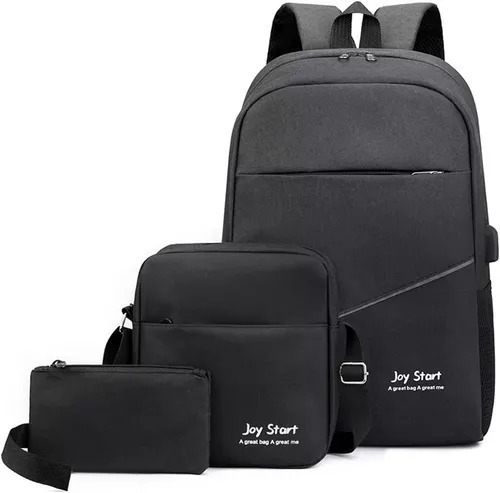 Mochila Para Laptop Set 3 Bolsos Organizadores Entrada Usb