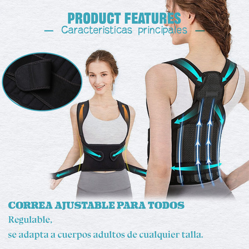 Fajas Para Corregir Postura Corrector Espalda Mujer Y Hombre Negro M