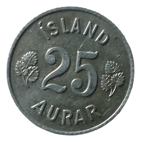 Moneda Islandia 25 Aurar 1963