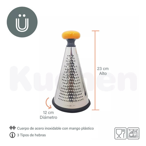 Ralador cônico manual de aço inoxidável Kuchen de cores variadas