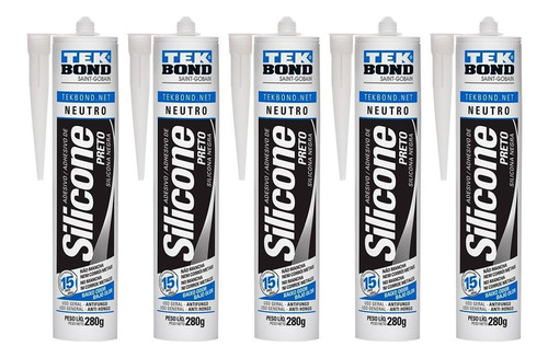 Imagem 3 de 4 de Silicone Acético Tek Bond De Uso Geral Kit 5 Unidades 280g