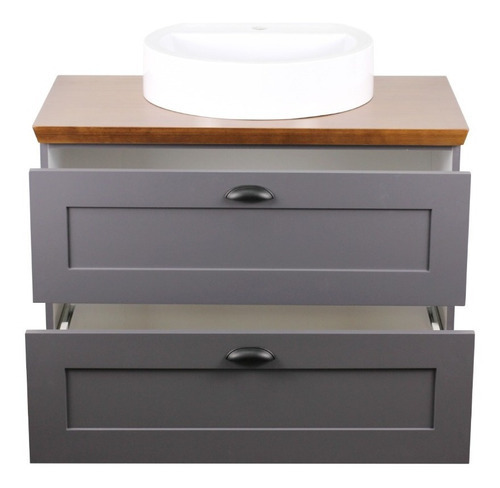Gabinete Nordic Provence 2 Gavetas 80cm Completo Mazzu Cor do móvel Grafite/Ipê