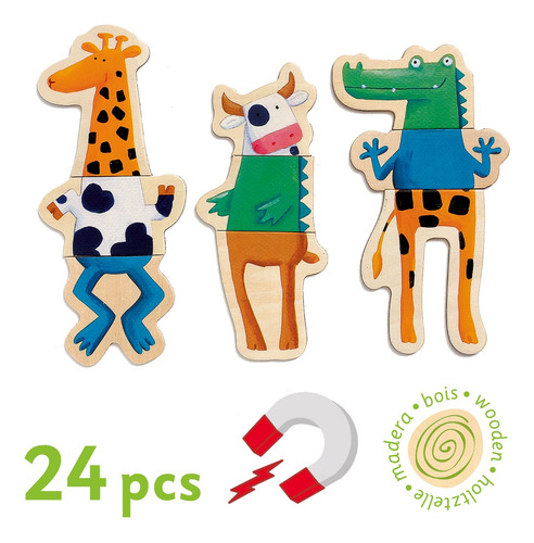 Crazy Juego Magnético En Madera Animales Djeco