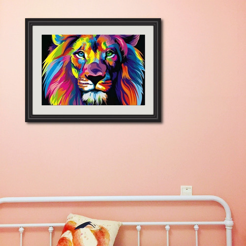 Pintura 5d Diy De Diamante León 50*40cm Color Azul Color Del Armazón Azul