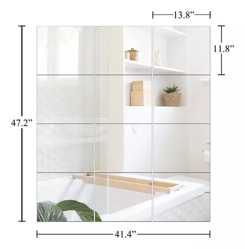 Espejo de gimnasio de 12 pulgadas x 12 piezas de espejo de pared sin marco  de longitud completa para gimnasio en casa, dormitorio, puerta y baño