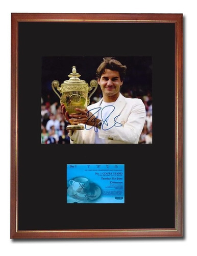 Tenis Federer Campeon Wimbledon 2005 Foto Firmada Y Entrada