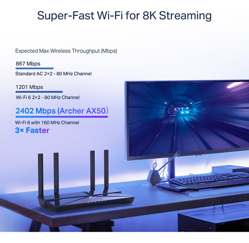 Tp-link - Router Wifi 6 Doble Banda Gigabit Ax3000 3000 Mbps