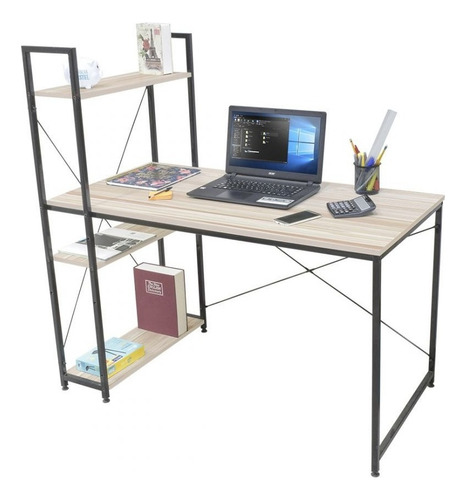 Escritorio Oficina Repisa Para Computadora Estilo Industrial Beige