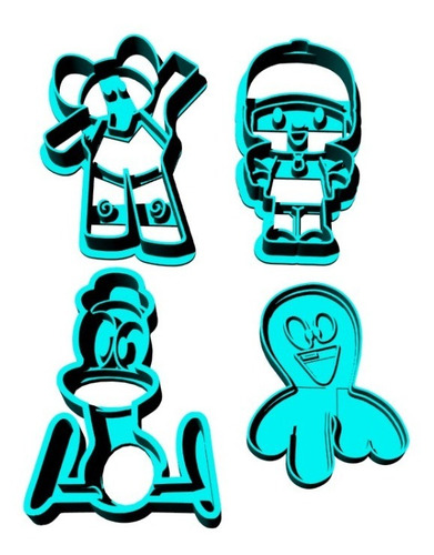 Cortante Galletita Fondant Pocoyo Pato Elly Pulpo X 4 Uni
