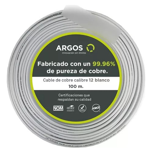 Cable Thwls Calibre 12 Awg Argos 100 Metros Color Blanco 