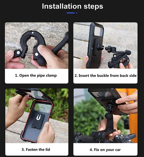 Imagen 7 de 10 de Soporte Para Celular Moto Y Bici 360 Impermeable Resistente