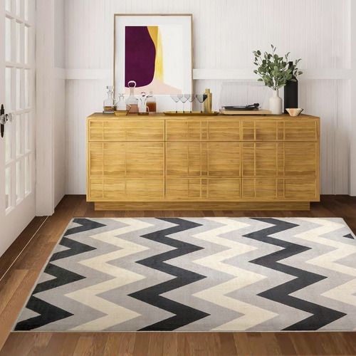 Imagen 2 de 4 de Alfombra Carpeta 150x200 Zig Zag Nordica Escandinava Tierra