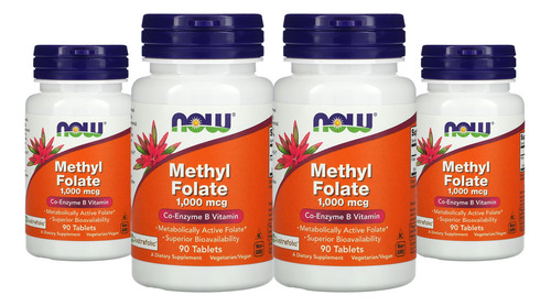 Metilfolato Methyl 1000mcg Now Foods 90 Tablets 4un Sabor Sem sabor