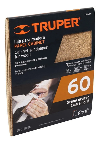 Lija Para Madera, Grano 60 11609 Truper | METALURVE