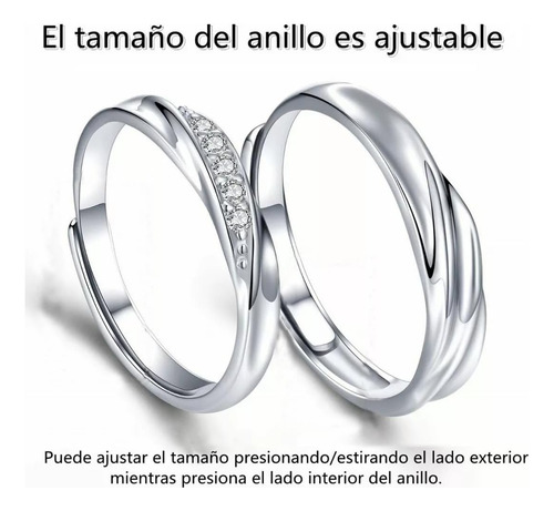 1 Par 925 Anillos Ajustables Para Parejas,para San Valentín