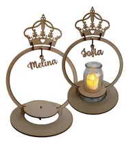 Comprar Centros De Mesa Aro Con Corona Y Nombre Fibrofacil X 6u
