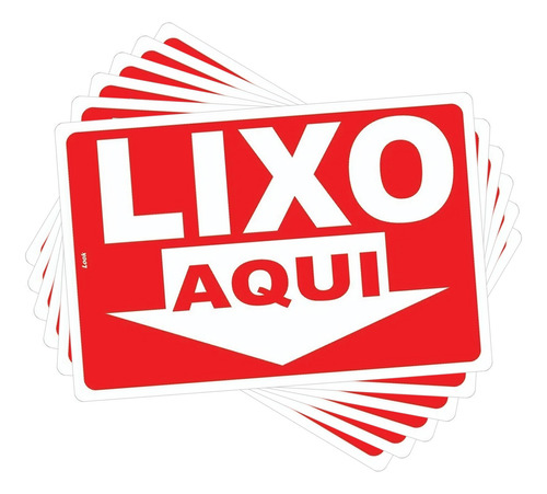 Kit C/ 20 Placas  Aviso Lixo Lixeira Aqui Container 20x30cm