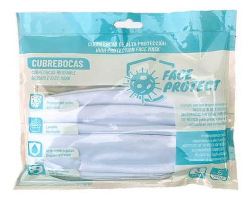 Cubrebocas Reutilizable, Lavable, Tricapa, Face Protect