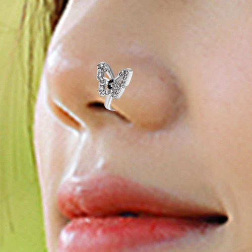 Anillo De Nariz Falsa Con Clip Único En Forma De Mariposa