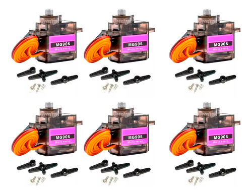 6 Piezas Servomotor Mg90s Metálicos 2.2kg For Arduino