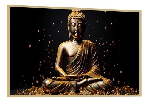 Quadro Decorativo Buda Religiao Mantra Sala Quarto C Moldura