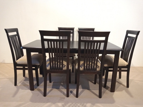Juego De Comedor- Mesa Extensible- 6 Sillas - Madera Maciza
