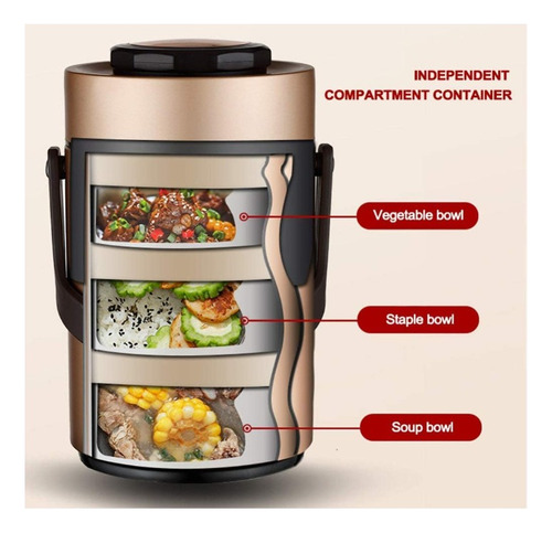 Lunchera Vianda Conservadora Redonda Térmica Acero Inox 1.6l
