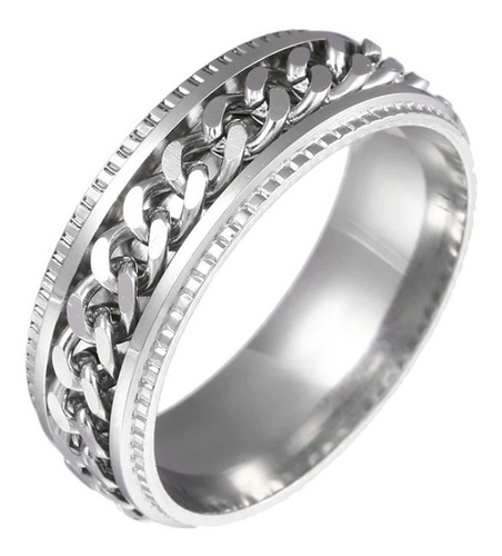 Anillo Acero Inoxidable Con Spin Cadena Cubana