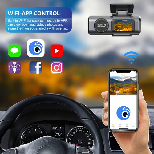 Dashcam Del Coche De 2 Lentes Wifi Gps 4k Dvr Barato