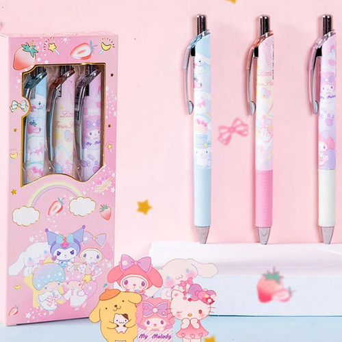 Lapiceras Sanrio Pack X 3 Hello Kitty Pompompurin Y Kuromi 