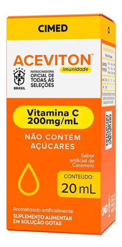 Vitamina C Para Crianças Aceviton Gotas 20ml Sabor Caramelo