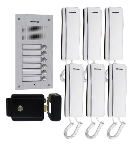 Commax Portero De Audio Para Edificio 6 Interfonos Y Chapa Color Blanco