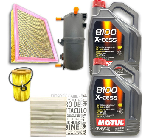 Kit 4 Filtros Amarok 2.0 2016 A 2022 + 10l Aceite Motul 5w40