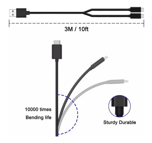 Cable Carga 2 En 1 Tipo C Xbox Series Ps5 Switch