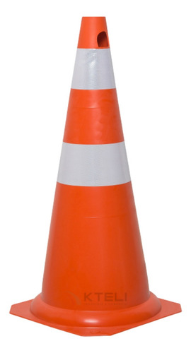 Cone Sinalização Flexível Faixas Refletivas Laranja 75cm