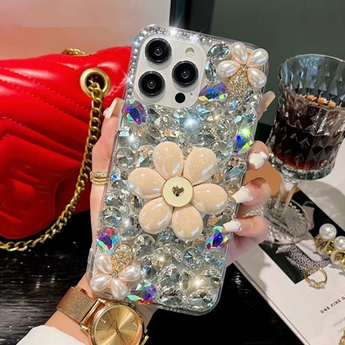 Funda De Diamante Engastada A Mano Para iPhone 15