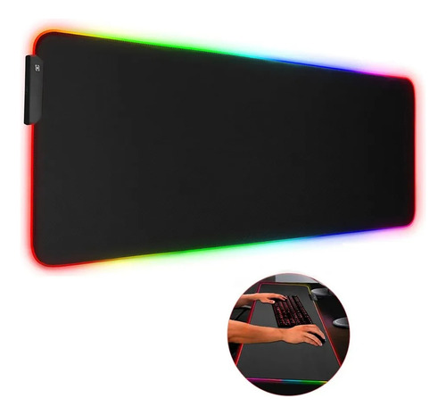 My Tapete Gamer Color Negro Con Luz Rgb Para Mouse 90 X 40