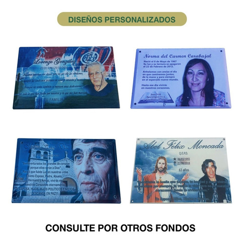 Imagen 2 de 7 de Placa Recordatoria Para Cementerio 20x15cm, Foto Enlozada.