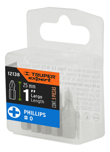 Puntas De Cruz Ph0 1´ Zanco 1/4´ Maquinado Acero 5pz 12138