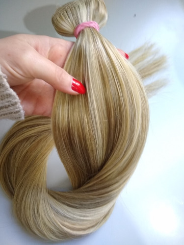 Imagem 4 de 7 de Cabelo Humano Mechado Loiro Tela Tic Tac 55cm 50g Mega Hair